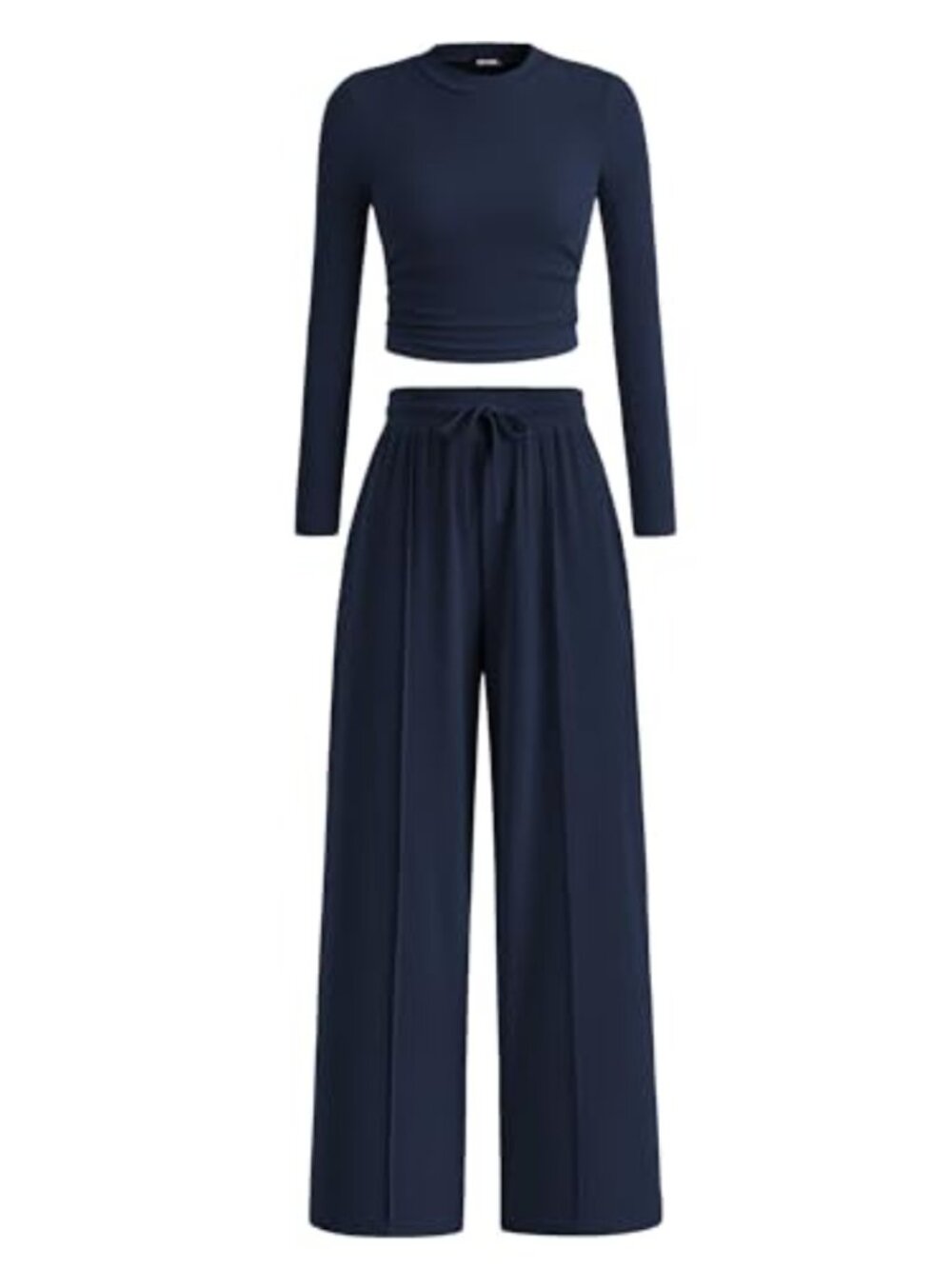 Women's Ribbed Knit Lounge Set 2 Piece Matching Wide Leg Pants